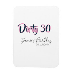 Magnet Flexible Sale 30 joyeux anniversaire nom date rose gris cal