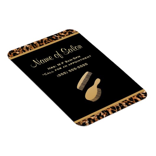 Magnet Flexible Salon de coiffure Leopard Noir et Or (Côté Droit)