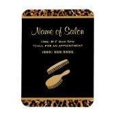 Magnet Flexible Salon de coiffure Leopard Noir et Or (Vertical)