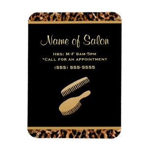 Magnet Flexible Salon de coiffure Leopard Noir et Or