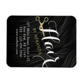 Magnet Flexible Salon des cheveux coiffeur ciseaux d'or noir moder (Horizontal)