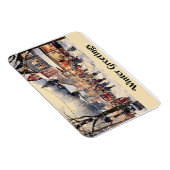 Magnet Flexible Salut d'hiver, rue de ville enneigée, (Côté Droit)