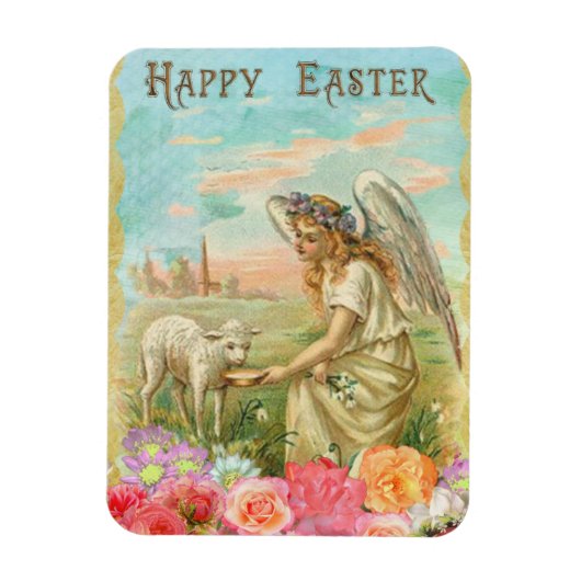 Magnet Flexible Salutation de Pâques Angel vintage (Vertical)