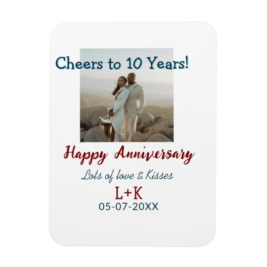Magnet Flexible Salutations à 10 ans heureux anniversaire ajouter (Vertical)