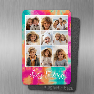 Magnet Flexible Salutations au Nouvel An Cravate-Dye Turquoise les