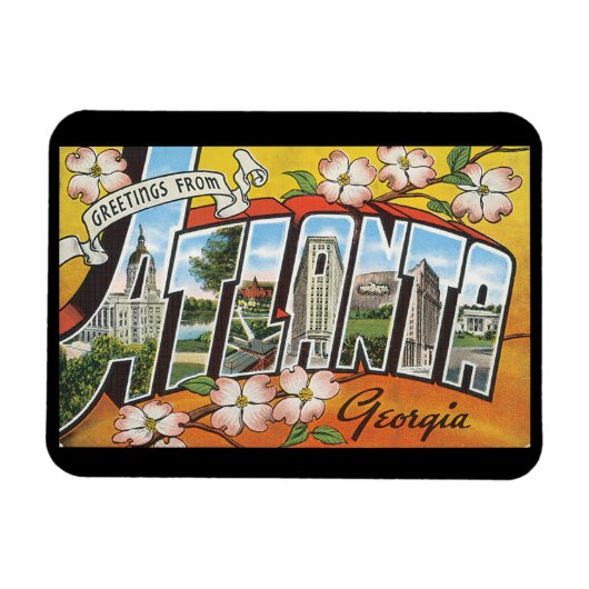 Magnet Flexible Salutations d'Atlanta Georgia_Vintage voyage (Horizontal)