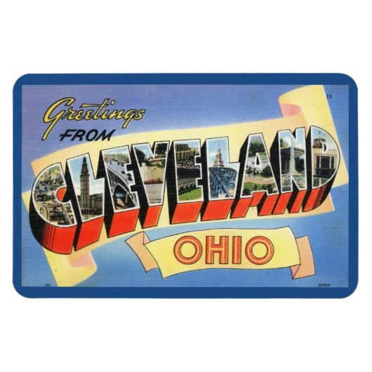 Magnet Flexible Salutations de Cleveland, Ohio Carte Postale Vinta (Horizontal)