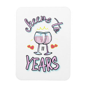 Magnet Flexible Salutations jusqu'à 11 ans mariage anniversaire ch