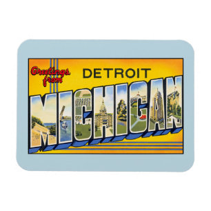 Magnet Flexible Salutations vintages de Detroit Michigan