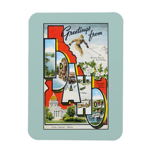 Magnet Flexible Salutations vintages de Idaho (Vertical)