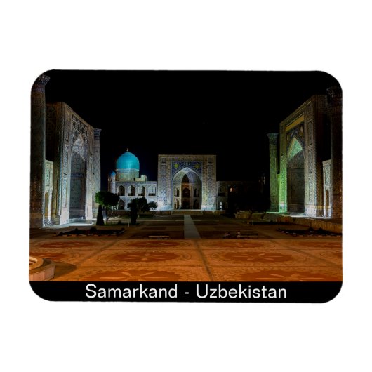 Magnet Flexible Samarkand, Ouzbékistan - carré Registan la nuit (Horizontal)