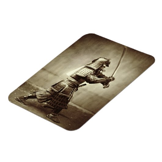 Magnet Flexible Samouraï avec épée relevée, c.1860 (imprimé albume (Côté Gauche)