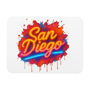 Magnet Flexible San Diego Neon Street Art - Script rétro coloré