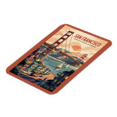 Magnet Flexible San Francisco California Skyline Travel Art Retro (Côté Gauche)