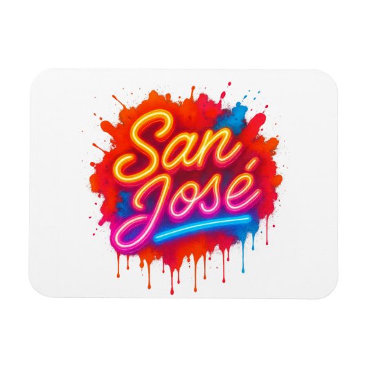 Magnet Flexible San José Retro Neon Script Street Art Splash (Horizontal)