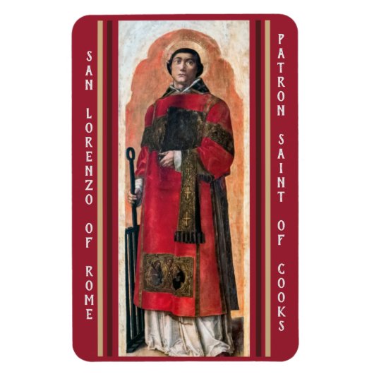 Magnet Flexible San Lorenzo de Rome, Patron Saint des Cooks (Vertical)