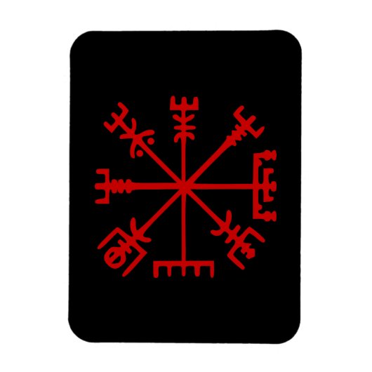 Magnet Flexible Sang Rouge Vegvísir (Viking Compass) (Vertical)