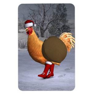 Magnet Flexible Santa Claus au coq orange