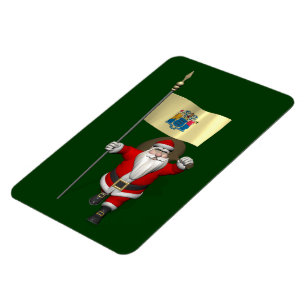 Magnet Flexible Santa Claus Avec L'Enseigne Du New Jersey
