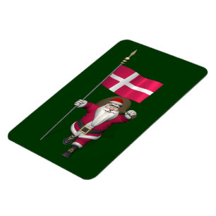 Magnet Flexible Santa Claus Avec L'Ensigne Danemark Dannebrog