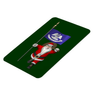 Magnet Flexible Santa Claus Avec L'Ensigne De Louisiane