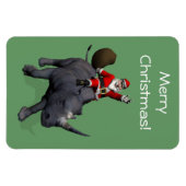 Magnet Flexible Santa Claus Rides Rhino Rhinoceros (Horizontal)