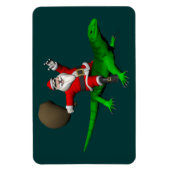 Magnet Flexible Santa Claus Riding Green Lizard (Vertical)