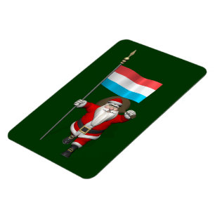 Magnet Flexible Santa Claus With Ensign Of Luxembourg