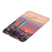 Magnet Flexible Santiago Chili Illustration Voyage Art Vintage (Côté Gauche)