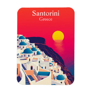 Magnet Flexible Santorin, Grèce Vintage voyage coucher de soleil