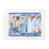 Magnet Flexible Santorin Grèce Voyage Rétro (Horizontal)