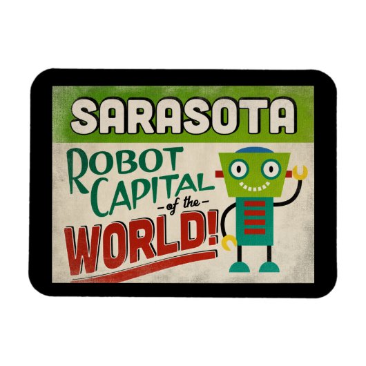 Magnet Flexible Sarasota Florida Robot - Vintage amusant (Horizontal)
