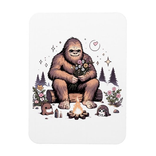 Magnet Flexible Sasquatch tenant des fleurs (Vertical)