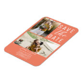 Magnet Flexible Saumon rose orange 2 Photos Enregistrer la date Ma (Côté Gauche)