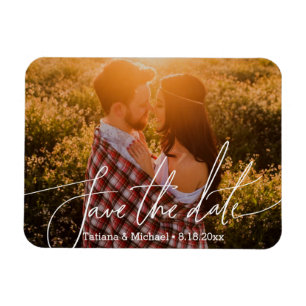 Magnet Flexible Sauvegarder la date chic tendance script, photo de