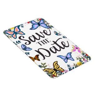 Magnet Flexible Sauvegarder la Date Papillons Vintage.