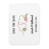 Magnet Flexible Sauver la date Dual Hearts Noms des mariés Date (Vertical)