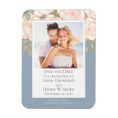 Magnet Flexible Sauver la date Mariage Élégant Moderne Bleu Poussi (Vertical)