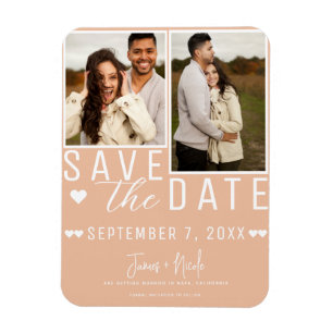 Magnet Flexible Sauver la Date Moderne de Pêche 2 Mariage Photo