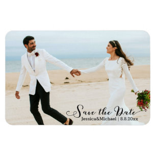 Magnet Flexible sauver la date,photo de mariage élégante manuscrit