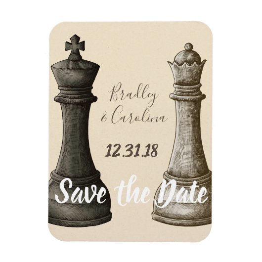 Magnet Flexible Sauvez la date Chess King Queen (Vertical)