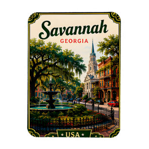 Magnet Flexible 🌿 Savannah Géorgie Mémoire de vacances historique