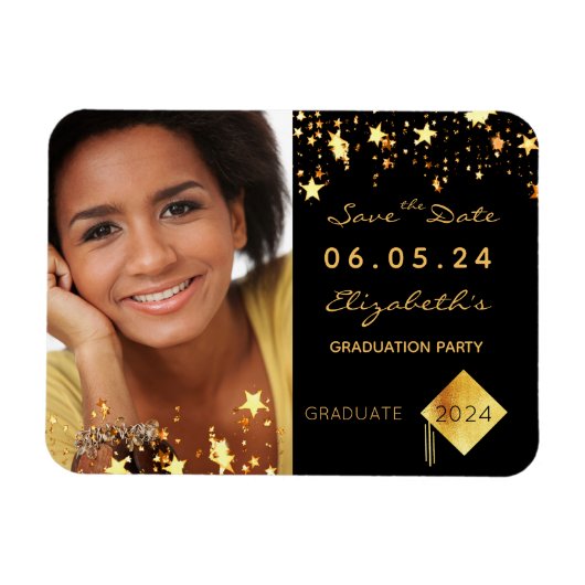 Magnet Flexible Save the Date photo graduation party 2022 black (Horizontal)