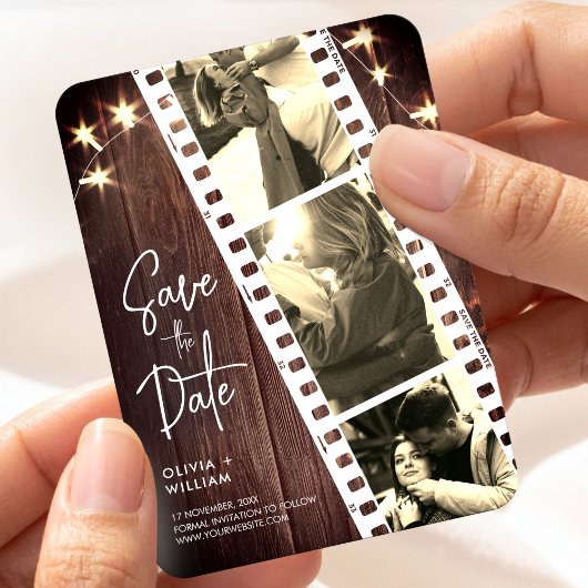 Magnet Flexible Save the Date Photo Strip Wedding Favor Rustic