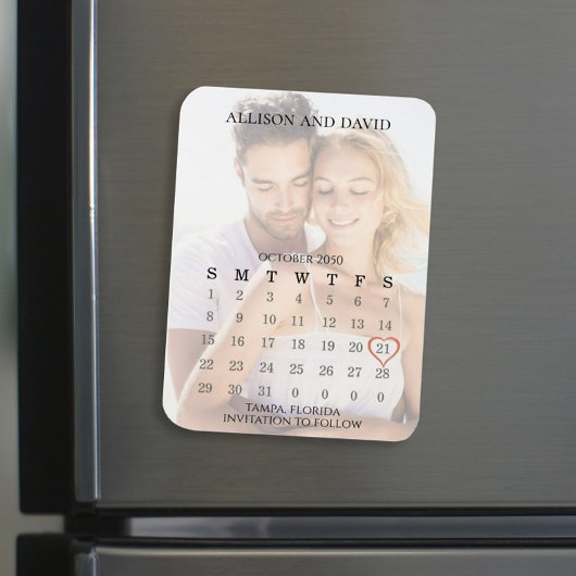 Magnet Flexible Save The Date Wedding Simple 5 Row Calendar Photo