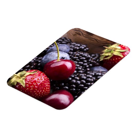 Magnet Flexible Savoureux Fruits D'Été Sur Une Table En Bois (Côté Gauche)