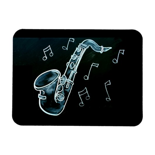 Magnet Flexible Saxophone et notes de musique (Horizontal)