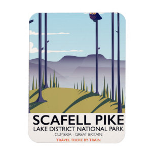 Magnet Flexible Scafell Pike, Cumbria, Affiche de voyage vintage