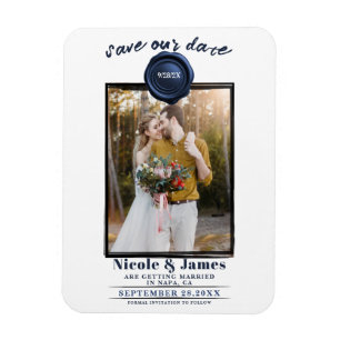 Magnet Flexible Sceau de cire bleu saphir Photo mariage carte de s