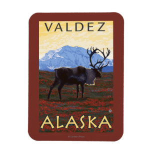 Magnet Flexible Scène de caribou - Valdez, Alaska